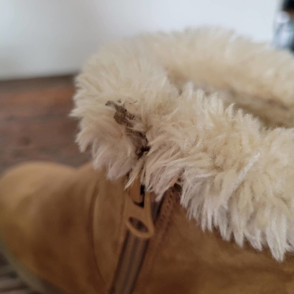 Cat & Jack Tan Faux Suede Faux Fur Ankle Booties - Picture 9 of 10